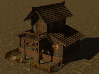 Medieval house ten 16 Low-poly 3D model