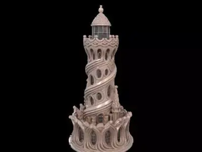 Gaudi Gothic Surreal Lighthouse 3D print model
