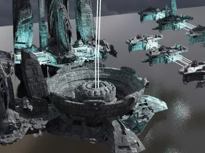 Halo Inspired Sci-fi Mega Dome City Extended 3D model