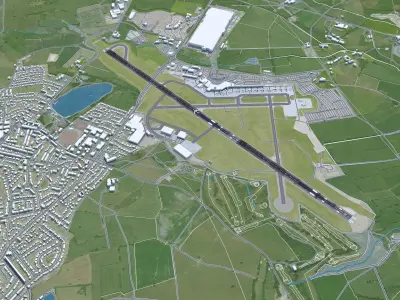 Leeds Bradford Airport 10km Low-poly 3D model