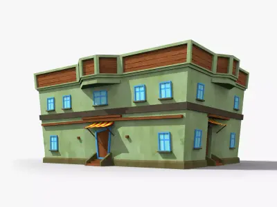 Cartoon House w Low-poly 3D model