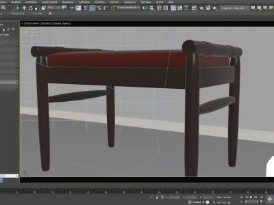 armchair-chair wooden stool 3D model