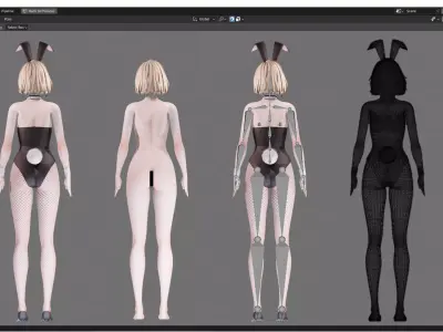 Bunny Girl 0003 - Rigged -Unreal - Unity - Blender - Animated Low-poly 3D model