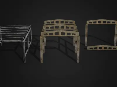 Abandoned Parts Of Hangar Low-poly 3D model