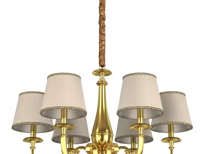 Pleated Brass Chandelier 3D model