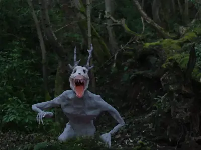 Rigged Wendigo Alien character Low-poly 3D model