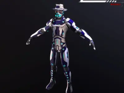 Spacecowboy Lowpoly rigged Low-poly 3D model