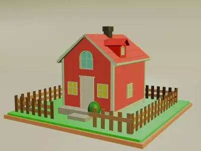 Low Poly Cartoon House Low-poly 3D model purchase