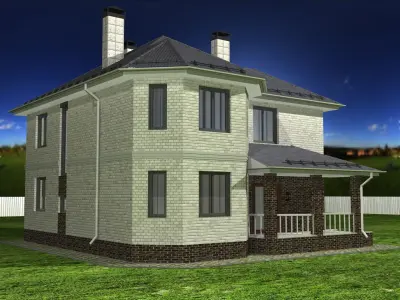 House on grassy field Free 3D model