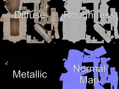 Ornate Wooden Door with Stone Architrave Model Pack Low-poly 3D model