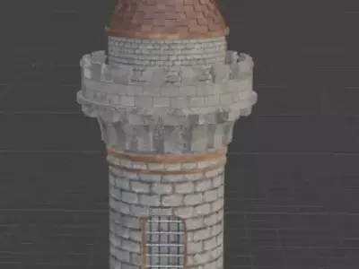Medieval Round Watchtower Low-poly 3D model