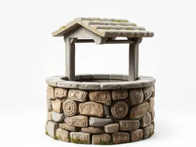 Stone Water Well Model Pack with PBR Textures Low-poly 3D model