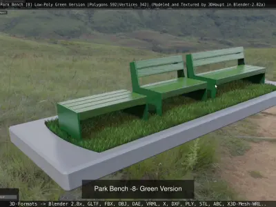 Park Bench -8- 3D Model Pack