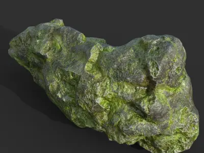 Low poly Damaged Jungle Mossy Rock B Low-poly 3D model