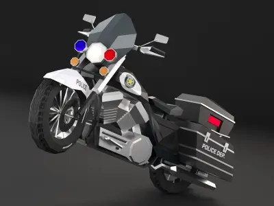 Police Motorcycle Low-poly 3D Model 3D model
