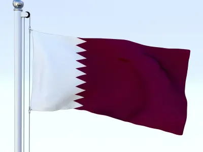Animated Qatar Flag Low-poly 3D model