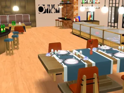 Restaurant MegaPack Low-poly 3D model
