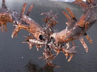 Transformer mech debris station array Low-poly 3D model