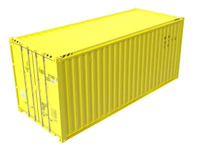 Yellow transport 20ft container 3D model