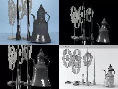 Set vases and candlesticks 3D model