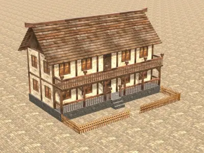 Medieval house fourteen 3 Low-poly 3D model