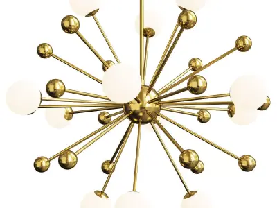 LED gold design chandelier with multiple glass balls Creative Low-poly 3D model
