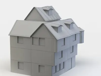 House half-timbered Low-poly 3D model