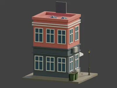 Bank Building Low-poly 3D model purchase