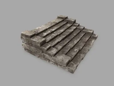 stairs 2 stone staircase Low-poly 3D model