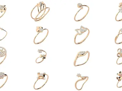 150 minimalistic light wt rings  3D Model Pack