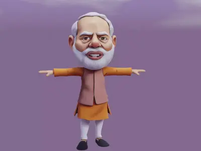 PM Modi Cartoon 3D print model Low-poly 3D model