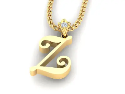 Alphabet V3 Light Gold  Font Pendant Z 3D print model