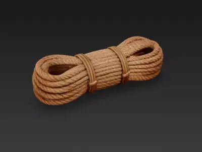 Medieval Rope Bundle - Coiled Rustic Hemp Rope PBR Low-poly 3D model