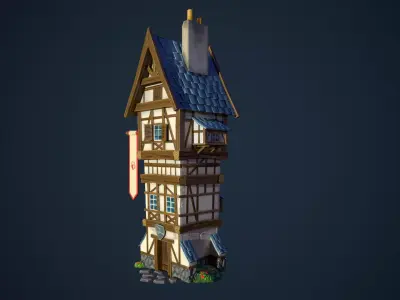 Bavarian tavern Low-poly 3D model