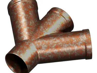 Rusty Steel Fitting Double Y 3D model