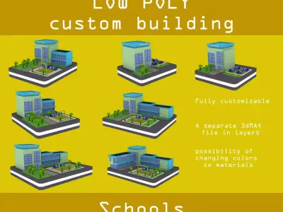 schools low poly pack Low-poly 3D model