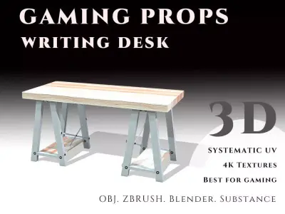 Gaming Props - Writing Desk Low-poly 3D model