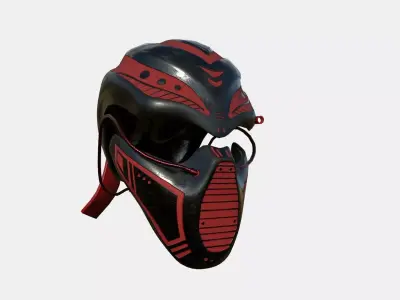 SciFi Ninja Mask A04 Red - Character Design Fashion Low-poly 3D model