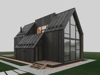 Black Barn House 3D model