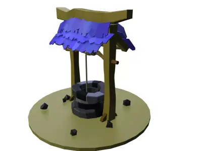 Low Poly WaterWell 3d for game Pozo 3d free Texture