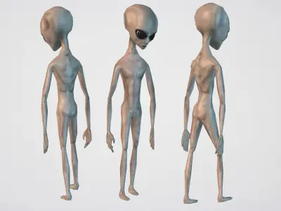 Alien Grey Low-poly 3D model