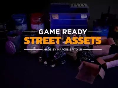 Street asset pack Game Ready Low-poly 3D model