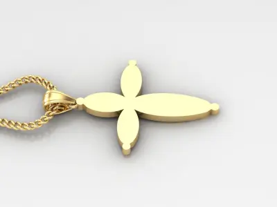 Light Gold 18K Cross Pendant 1CP091 3D print model