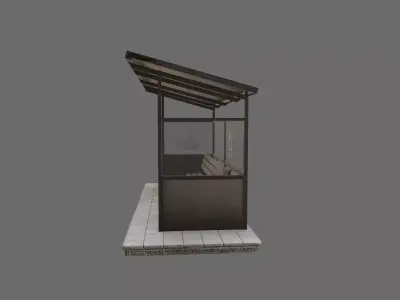 Old Rusty Bus Stop Station Low-poly 3D model