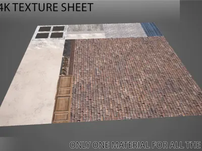 Modular Brick Building Pieces Next Gen PBR Low-poly 3D model
