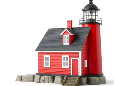 Red Lighthouse Scene Model Pack Low-poly 3D model
