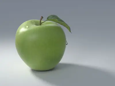 Green Apple Granny Smith Apple with dew 3D model