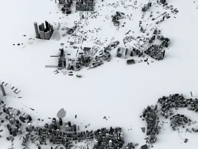 Hong Kong 18 Districts Streets and Buildings 3D model