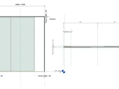 Double Sliding Door Curtain Wall Panel 3D model