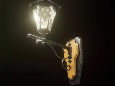 Medieval Street Lamp Low-poly 3D model